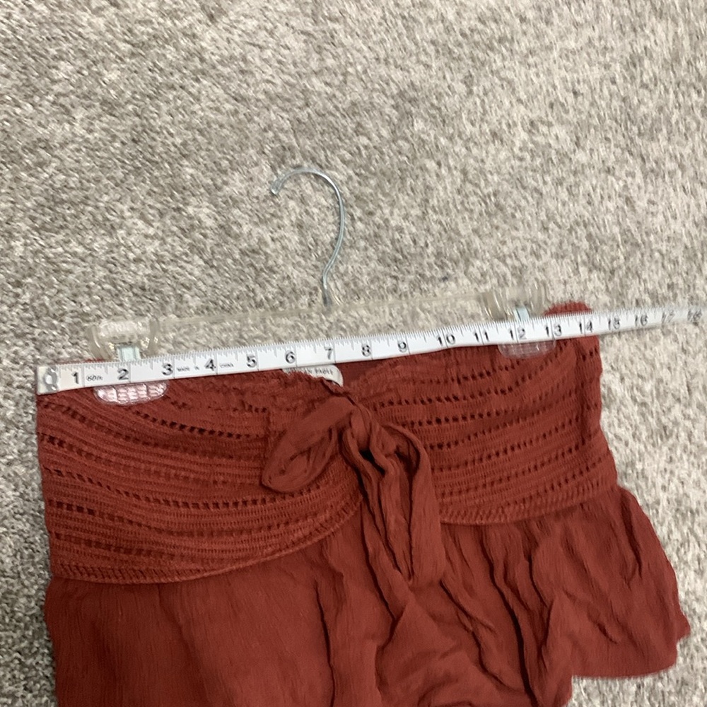 American Eagle Brown Knot Front Strapless Crop Top - Picture 5 of 6